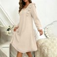 thumbnail image 3 of Aofany Women's Nightgown Solid Color Nightgown Sleep Dress Sleepwear Casual Plus Size Loose Long Sleeved Square Collar Home Nightgown, 3 of 7