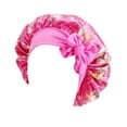 thumbnail image 2 of QURATI Satin Bonnet for Sleeping Cap Double Layer Hair Bonnet with Elastic Tie Band for Curly Hair Night Cap for Teens Hot Pink One Size, 2 of 3