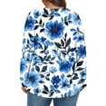 thumbnail image 3 of LEKWK Blouses for Women Plus Size Loose Fit Crew Neck Long Sleeve Tops Plus Size Dark Floral Blouses Vivid Rose Pattern office Party Outfits, 3 of 5