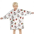 thumbnail image 3 of White Cow Strawberry Heart Pattern Blanket Hoodies for Kids 6-13YR Oversize Wearable Blanket Hoodies for Boys Girls Teens, 3 of 7