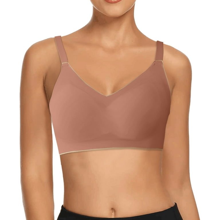 B91xZ Womens Satin Minimizer Bra Seamless Underwire T-Shirt Bra,Pink M 