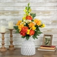 thumbnail image 2 of Allstate Dahlia, Peony and Rose Artificial Floral Bouquet - 27" - Yellow and Orange, 2 of 5
