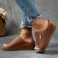 thumbnail image 6 of Women's Breathable Wedge Sandals Orthotic Arch Support Leather Slides Summer Casual Platform, 6 of 9