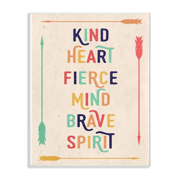 Stupell Red Orange Blue and Green Kind Heart Arrows Typography, Wall Plaque, 10 x 0.5 x 15, A 13 x 19