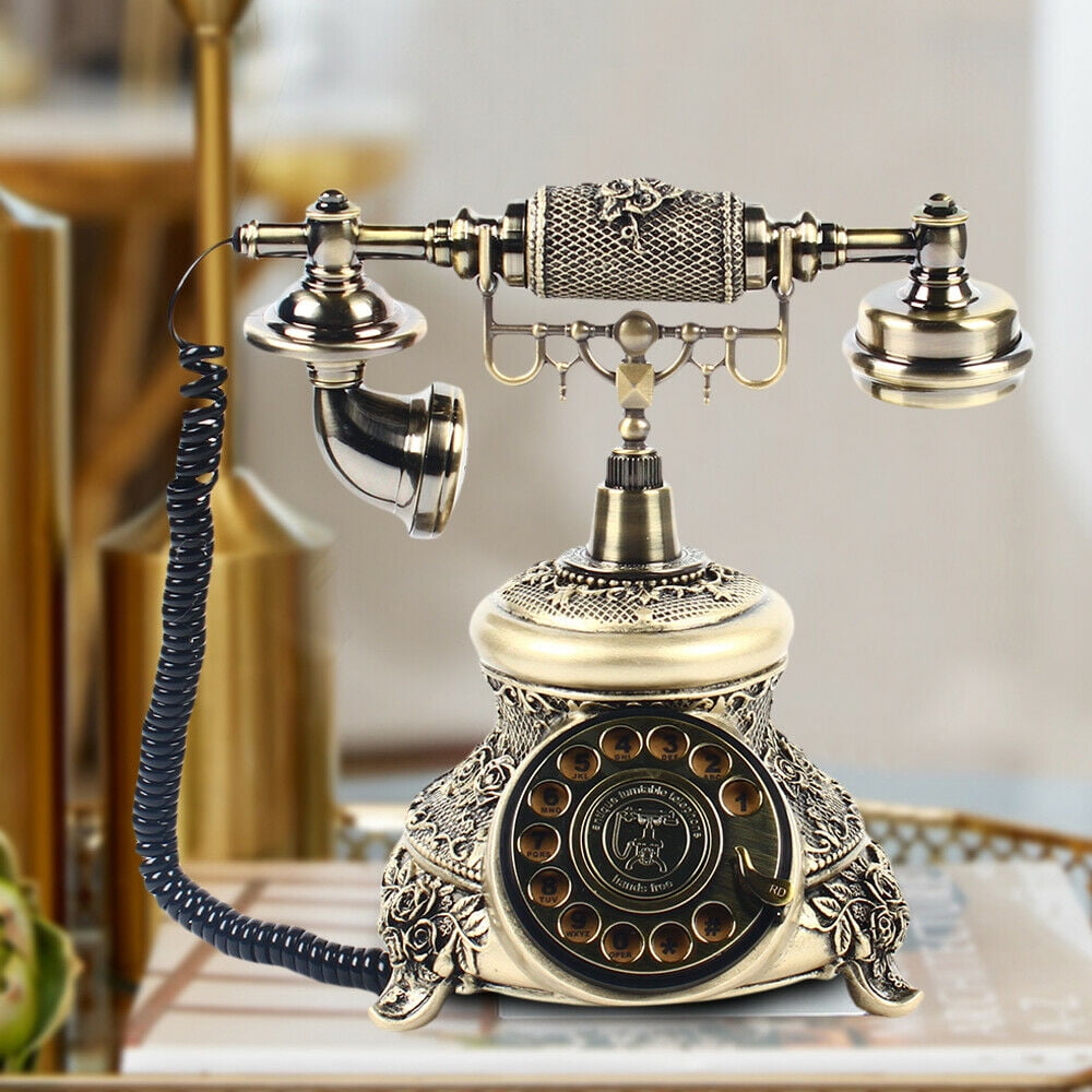 Antique Brass Handset Phone Handheld Telephone Rotary Dial Vintage 