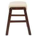 thumbnail image 4 of PU Vanity Stool Seat, Square Leather Makeup Bench with Wood Legs, Small Ottoman Stool Chair for Vanity, Padded Vanity Seat Footrest for Makeup Room, Living Room, Bathroom-BG, 4 of 9