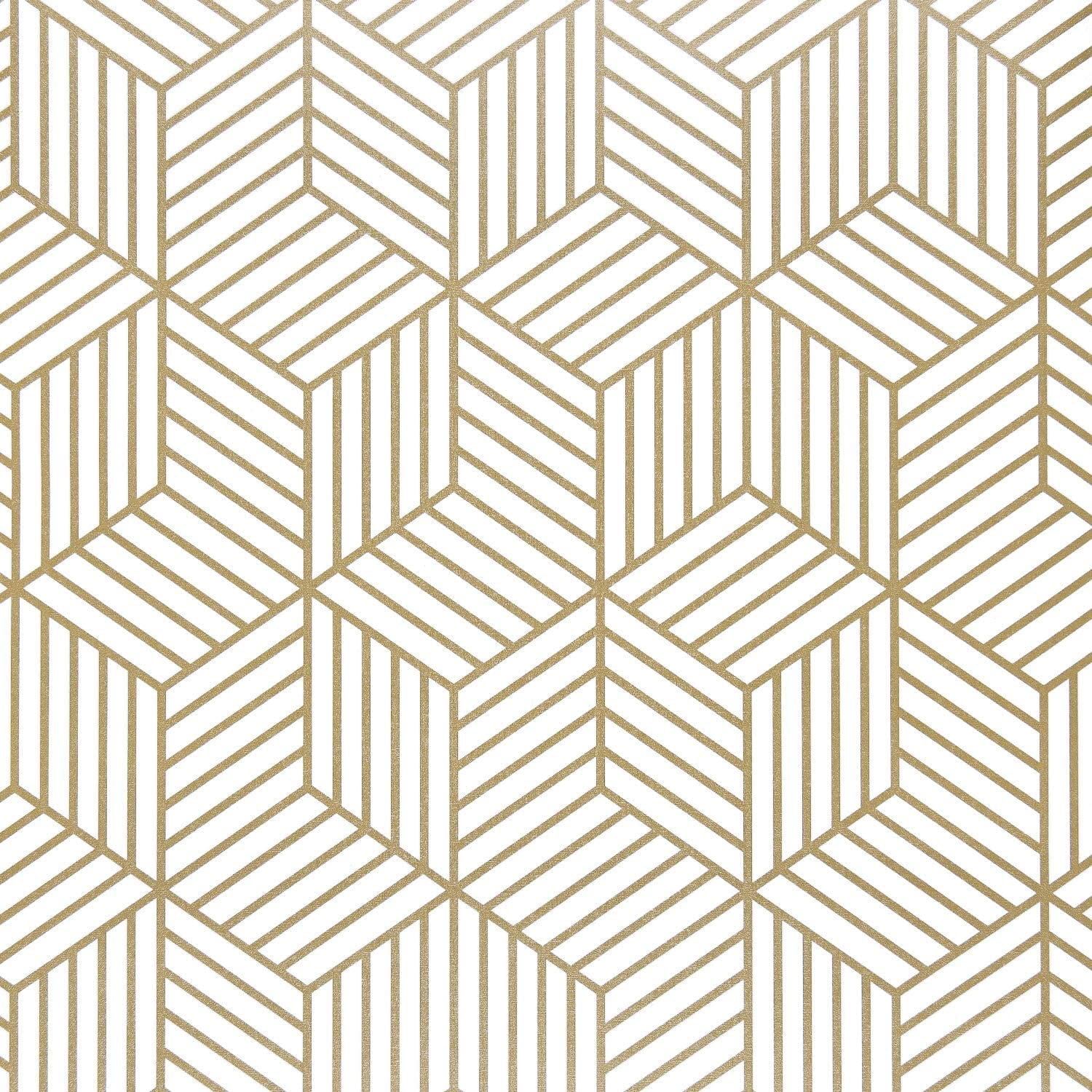Melwod Gold Geometry Peel and Stick WallPaper, PVC Wallpaper, Easy to Removable, Waterproof, 17.7' x 79'