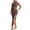 Brown, variant on Women's 2 Piece Halter High Waist Slit Hem Rib Midi Bodycon Skirt Casual Beach Vacation Outfits Blue M