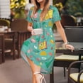 thumbnail image 3 of Susaid Happy Summer Pattern Women's Casual Floral Print Crewneck Short Sleeve A Line Boho Maxi Dress, 3 of 6