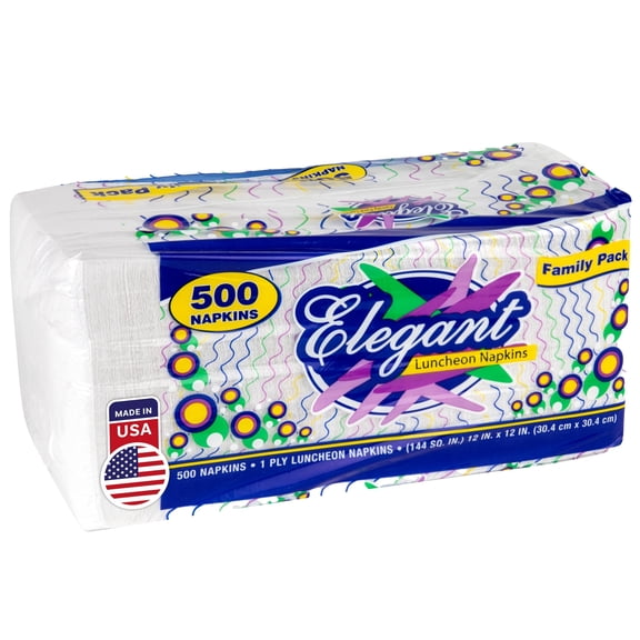 Stock Your Home 12 Inch Disposable Napkins - Made in The USA 1 Ply White Dinner Napkins - Paper Napkins for Dinner, Parties, Crafts, & Daily Use - 500 Pack
