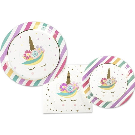 - Andaz Press Tableware Unicorn Party Plates and Napkins Set, 40-Pack