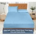 thumbnail image 5 of Royale Linens 100% Organic Cotton Fitted Sheet - Percale Weave - Super Soft Deep Pocket Bottom Sheets - Lake Blue Elastic Sheet Full Size - Full Fitted Sheets Only - (54"x75"+15", Lake Blue), 5 of 9