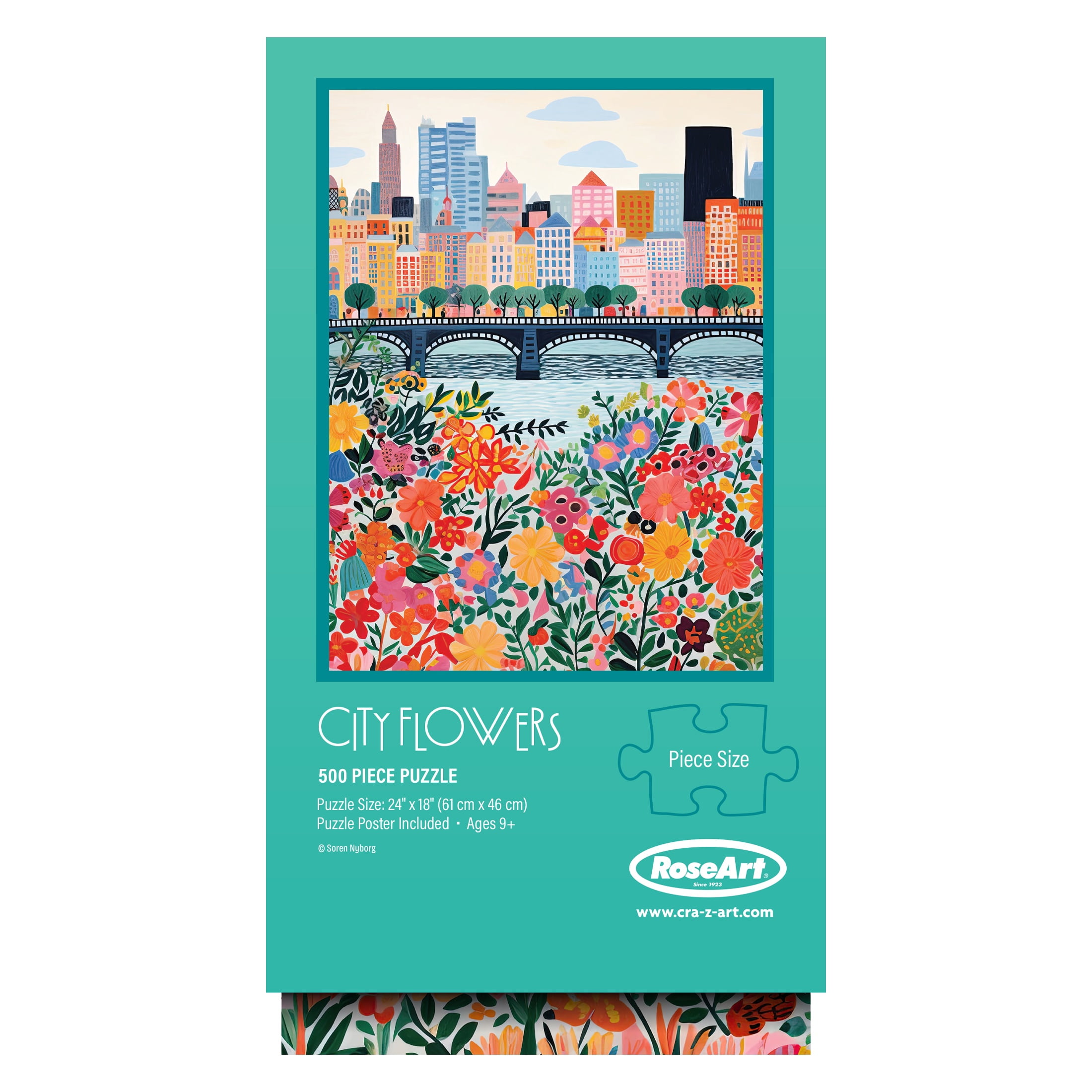 RoseArt Vertical Visions 500-Piece London Flower Market Adult Interlocking Puzzle