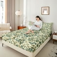 thumbnail image 4 of Manfei Floral Blossoms Birds Girl 4pcs Bed Sheets,Chic Flowers King Sheets,Retro Vintage Super Cozy Sheet Set,Luxury Bedroom Decor, 4 of 7