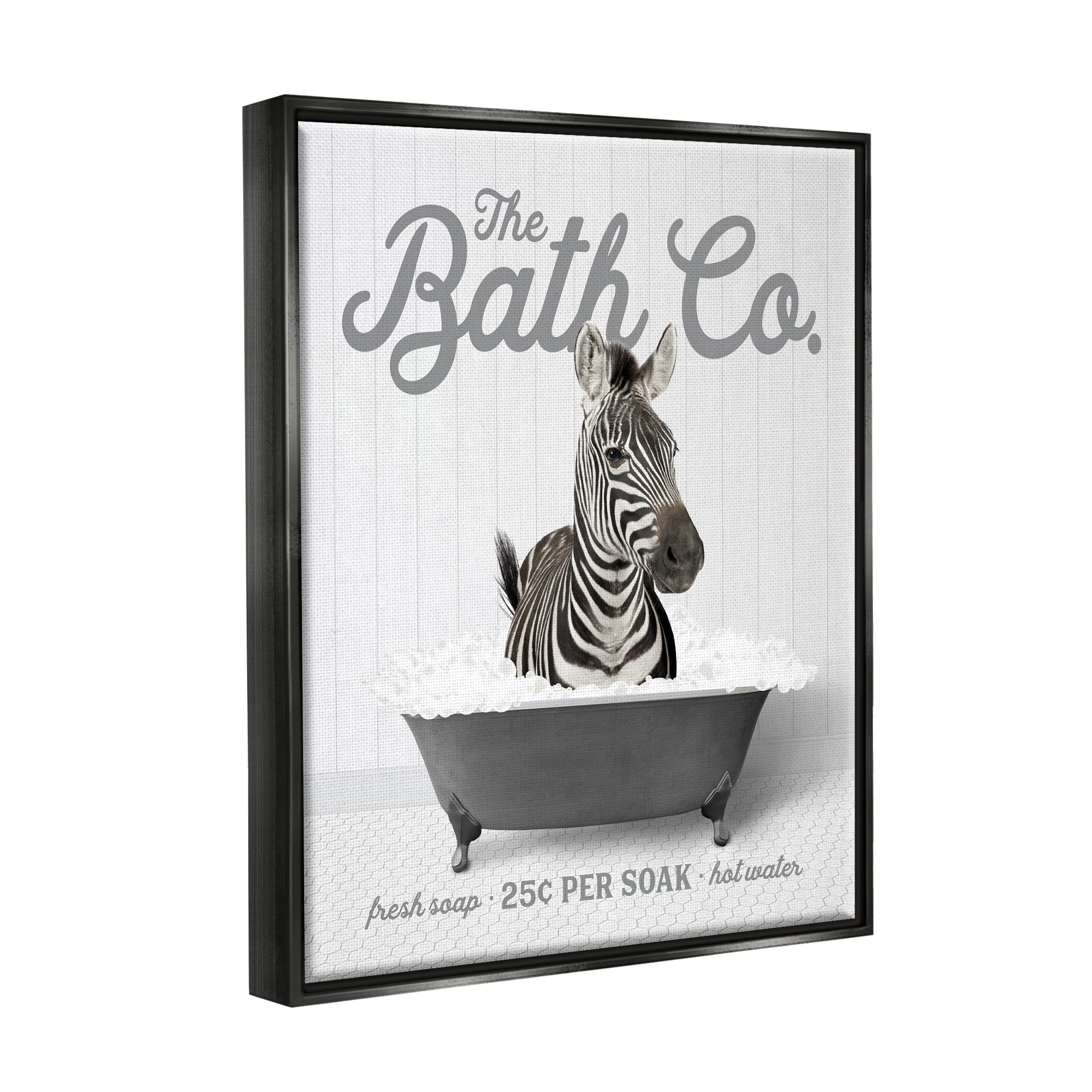 Stupell Industries Bubble Bath Zebra Animals & Insects Painting Black Floater Framed Art Print Wall Art, 25 x 31