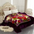 thumbnail image 2 of JML Contemporary Purple Floral Polyester Reversible Bed Blanket Queen, 2 of 5