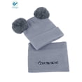 thumbnail image 5 of Deago 2Pcs Newborn Kids Baby Boy Girl Pompom Hat Winter Warm Knit Bobble Beanie Cap Scarf Set (Gray), 5 of 8