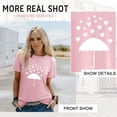 thumbnail image 5 of HUBERY Women Valentine's Day Heart Umbrella Graphic Crew Neck Short Sleeve Shirt, 5 of 7