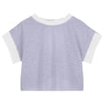 thumbnail image 5 of Zanarzt Summer Tops for Teens Girls Athletic Oversized Crop Tops Kids Drop Shoulder Short Sleeve T Shirts Workout Tees 9-10 Years,Purple, 5 of 7