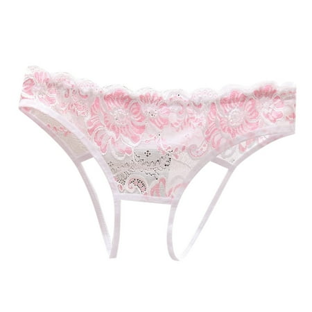 Crotchless Thongs for Women 1PC White Lace Panties Funny Thong Lace Thongs for Women One Size