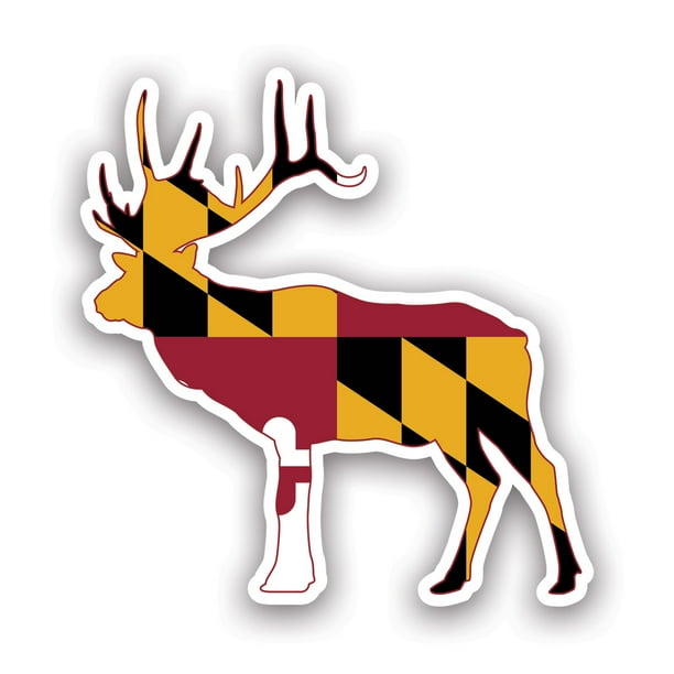 Maryland Deer Shaped Flag Sticker Decal - Self Adhesive Vinyl ...