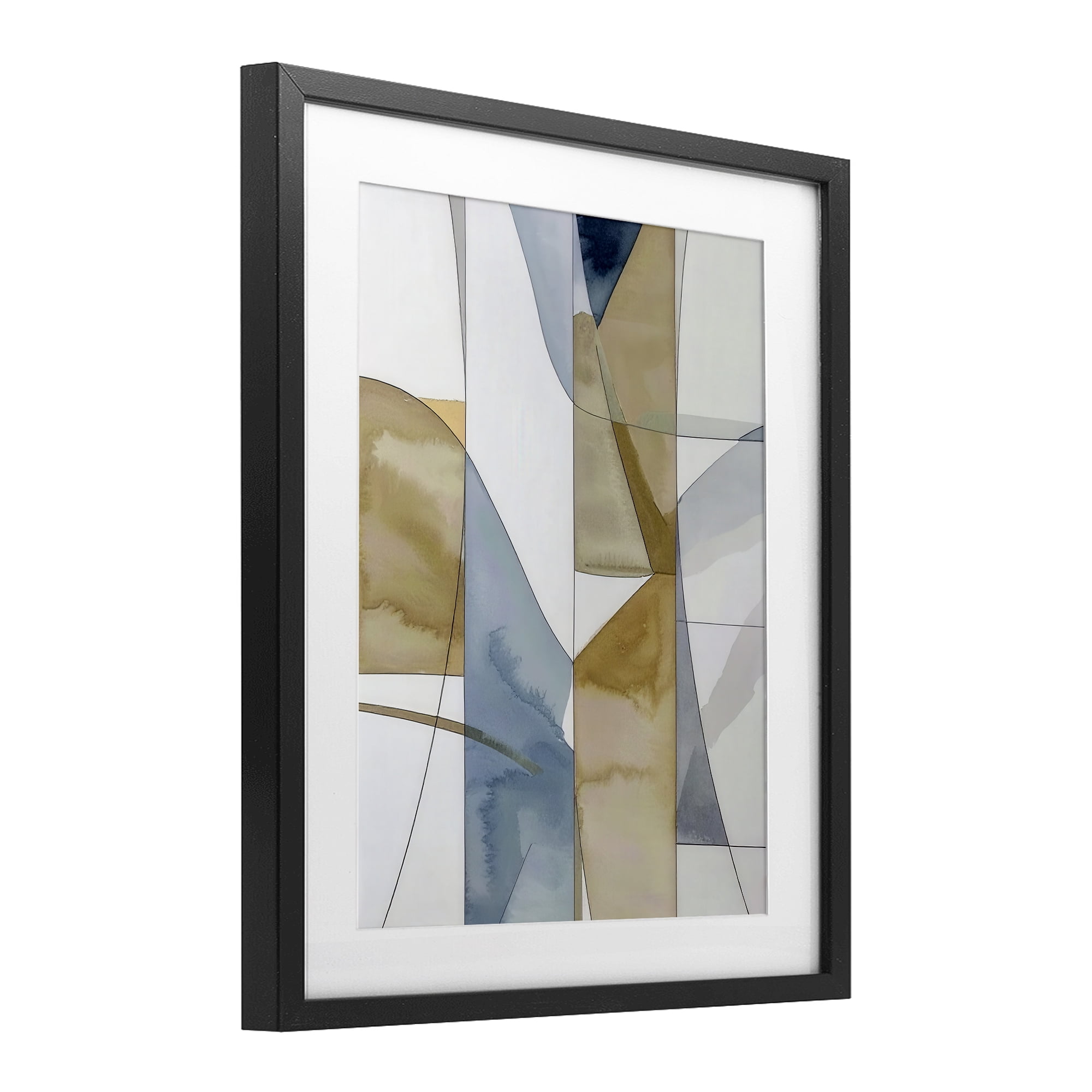 Stupell Industries Geographic Abstract Sections Black Framed Print Under Glass, design by Alonza Saunders