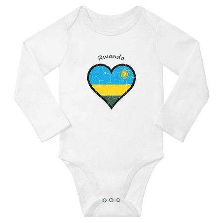 

Rwanda Flag Heart Love Baby Long Sleeve Bodysuit Clothes (White 18 Months)
