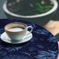 thumbnail image 3 of Ambesonne Floral Fitted Round Tablecloth, Watercolor Fashion Flora Art, 56"- 60" Diameter, Dark Petrol Blue Teal, 3 of 5