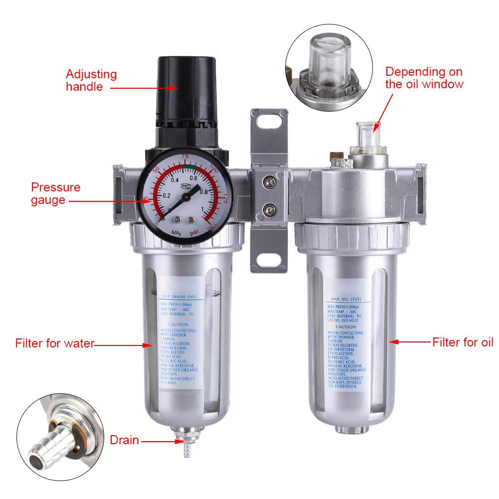 Air Compressor Filter Regulator Moisture Water Trap Oil-water Separator Durable 
