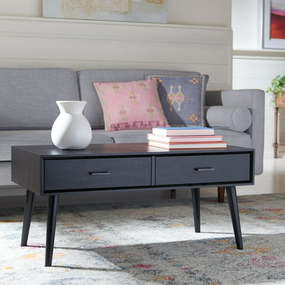 SAFAVIEH Mozart Mid-Century 2 Drawer Coffee Table, Black
