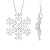 Rosec Jewels Certified Moissanite Snowflake Necklace for Women - with Chain - D-VS1 Quality - Gift for Christmas, 14K White Gold