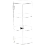 Plymor Clear Acrylic Hexagonal Locking Display Case, 2 Shelves, 18" H x 9.5" W x 8.25" D