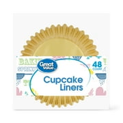 (2 pack) (2 Pack) Great Value Cupcake Liners, Gold, 48 Count
