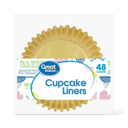 (2 pack) (2 Pack) Great Value Cupcake Liners, Gold, 48 Count