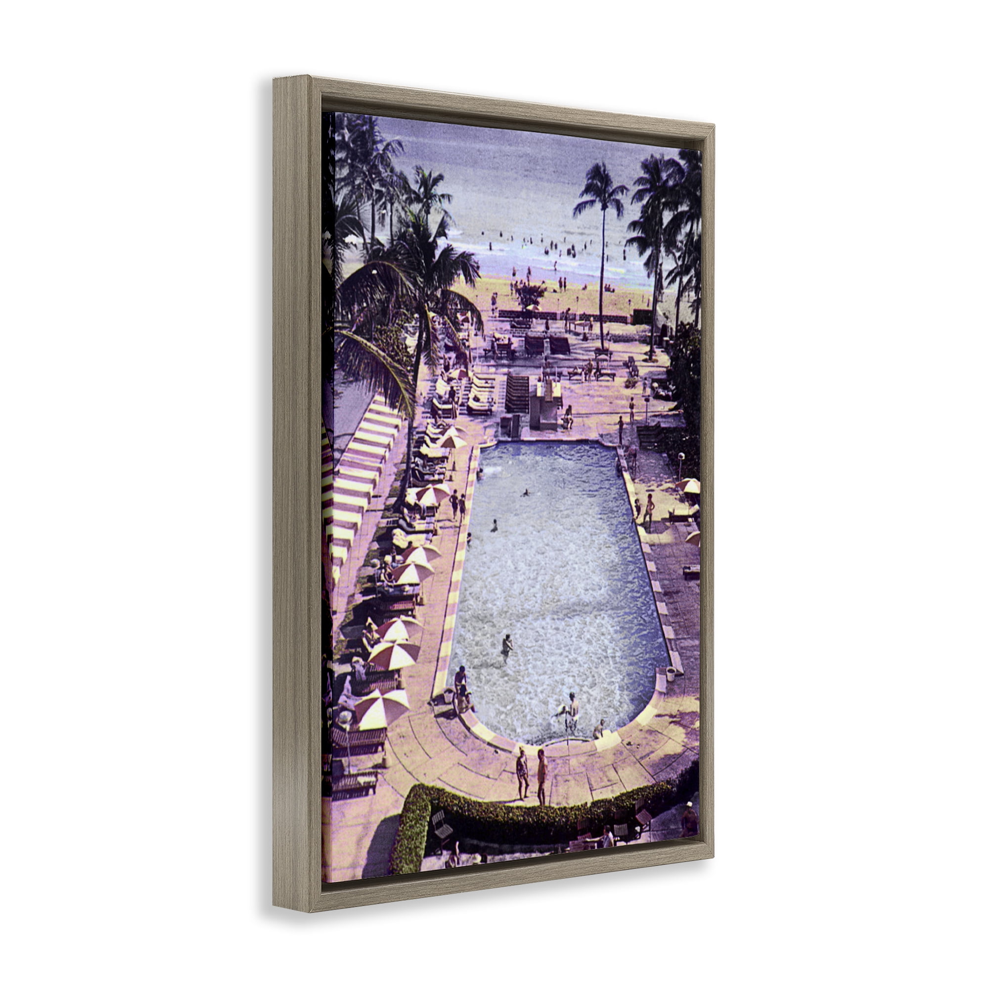 Stupell Industries Vintage Miami Sands Brown Framed Floater Canvas Wall Art, design by Grotto Studios