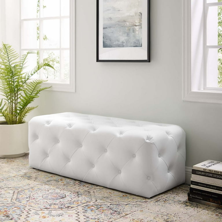 White 2024 tufted bench