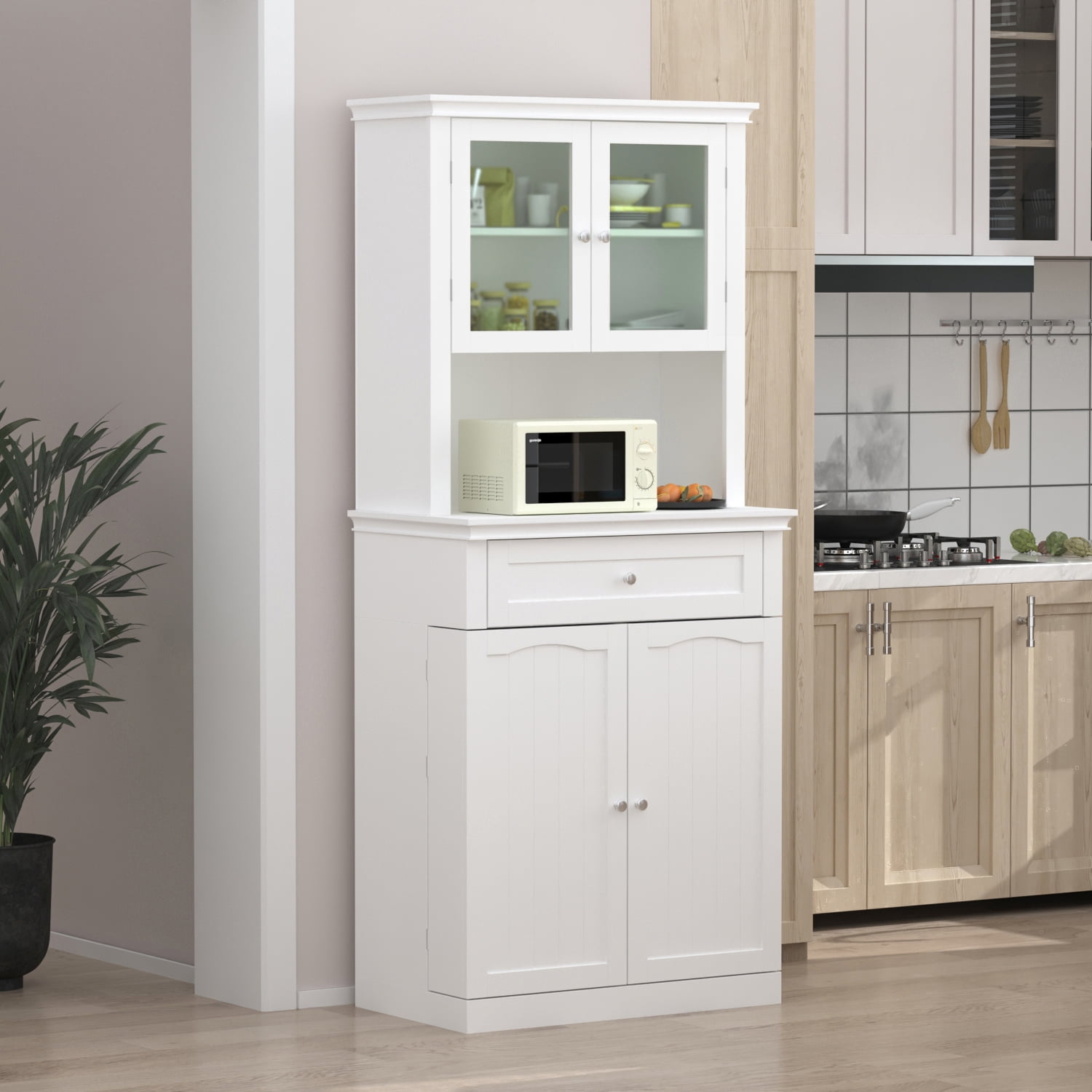 AVZEAR Kitchen Pantry Cabinet, Glass Door Cupboard 69.7 Freestanding  Multifunctional Kitchen Pantry Cabinet Storage Cabinet Cupboard with 6  Doors,4 Shelves and 1 Drawer, White - Yahoo Shopping