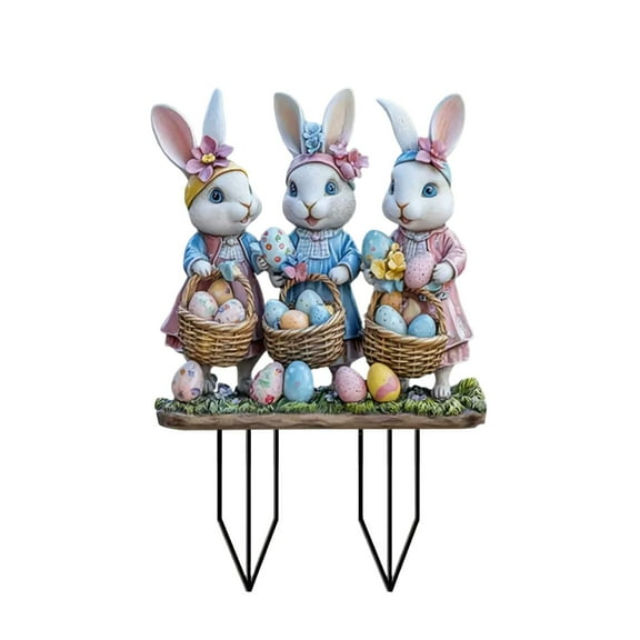 BZPIZ Garden Decorations Easter Bunny Yard Decorations Outdoor Acrylic Easter Bunny Yard Sign, Easter Bunny Yard Stakes, Easter Bunny Yard Props Decoration Sign for Porch Decor Outdoor