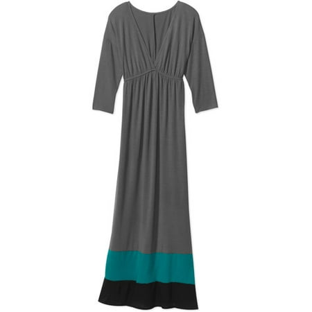 Women's Dolman Colorblock Knit Maxi Dress