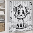 thumbnail image 5 of 4 Piece Bathroom Shower Curtain Sets Cute Little Lion Sitting In The Clouds Non-Slip Rugs And Toilet Mat Lid Rug Accessories Lion Moon And Stars Baby Gift Shower Curtain with 12 Hooks, 5 of 8