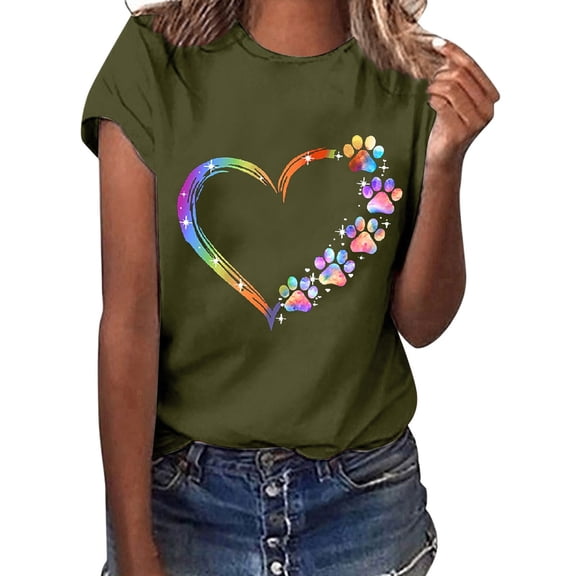 Xuyuer Women's Summer Short Sleeve Round Neck Print T-Shirt Top - Casual Summer Tee for Everyday Outings and Seasonal Style