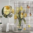 thumbnail image 4 of Yellow Tulip Shower Curtain Set - Standard 72" x 72" Washable Bathtub Curtain with 12 Hooks, Vintage Spring Floral Retro Art Butterfly Wooden Waterproof Fabric Shower Curtains for Bathroom/Bathtub, 4 of 6