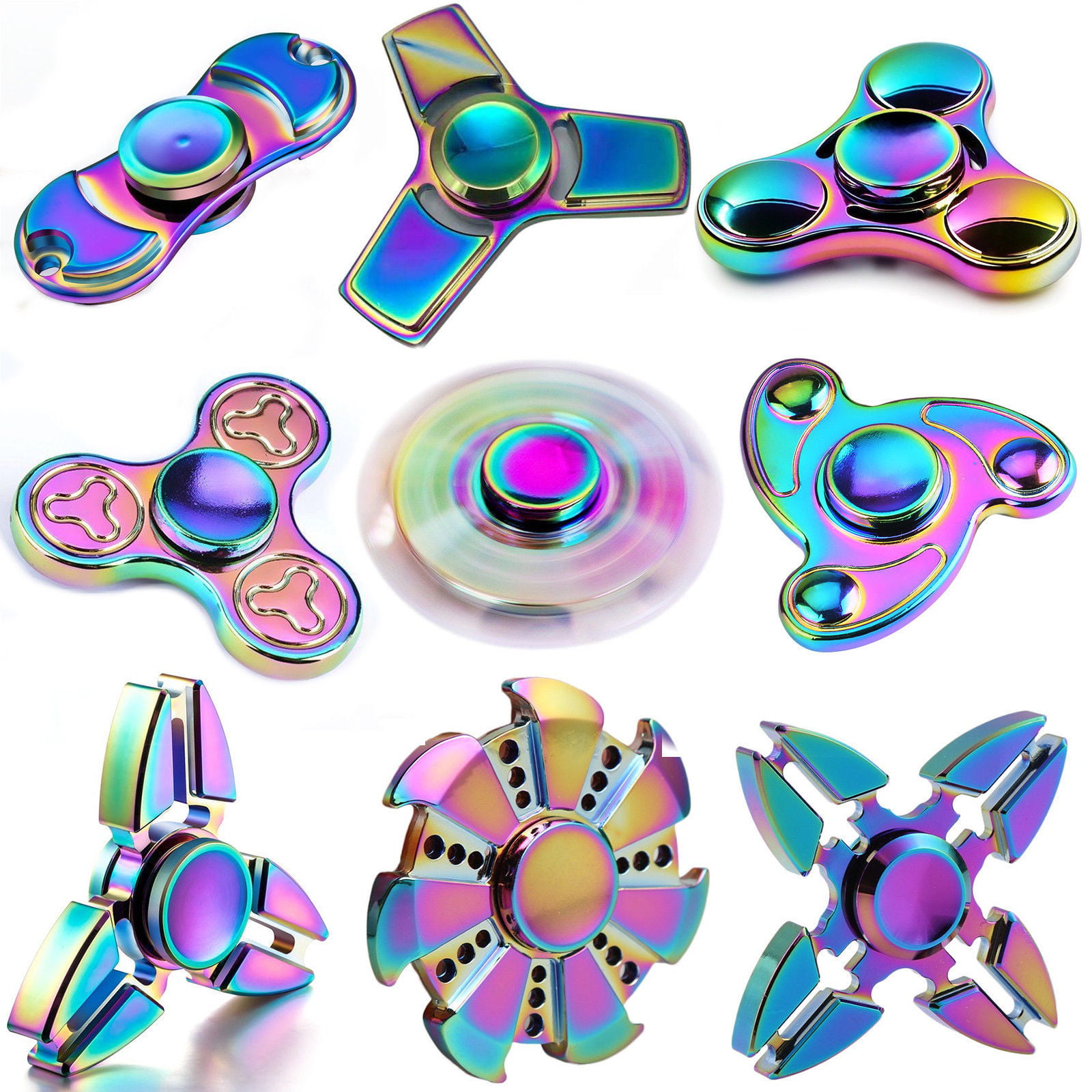 Rose Gold Circles Metal Brushed Fidget Colorful  Finger Toy Triangle Spinner 