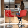 thumbnail image 2 of Alden Design Adjustable Swivel Bar Stools Modern Faux Leather Bar Chair Set of 2, Red, 2 of 8