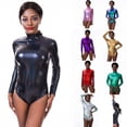 thumbnail image 5 of Silver Metallic Ballet Suit with Long Sleeves for Women Ballet Dance Tops Suitable for Parties and Carnivals Stage, 5 of 8