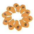 thumbnail image 1 of 10x Leather Golf Iron Headcover, 4,5,6,7,8,9,A,P, Accessories Protection Yellow, 1 of 8