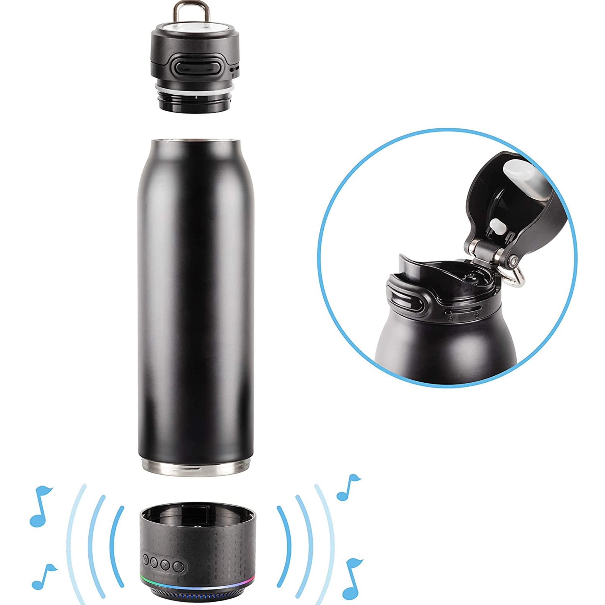 Ultimaxx Vacuum Insulated Premium Water Bottle with Rechargeable Bluetooth  Speaker - Steel Double Wall Design + Lights, Convenient drinking spout, Lid