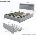 thumbnail image 5 of CAIDI QUEEN Size Bed Frame with LED Light Headboard, Upholstered Platform Bed with 4 Drawers, Adjustable LED Lights Headboard(Light Grey-QUEEN), 5 of 7