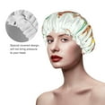thumbnail image 4 of Easygdp World Travel3 Shower Caps for Women, Double Waterproof Layers Shower Cap, Quick Drying Bath Hair Cap Reusable, 4 of 9