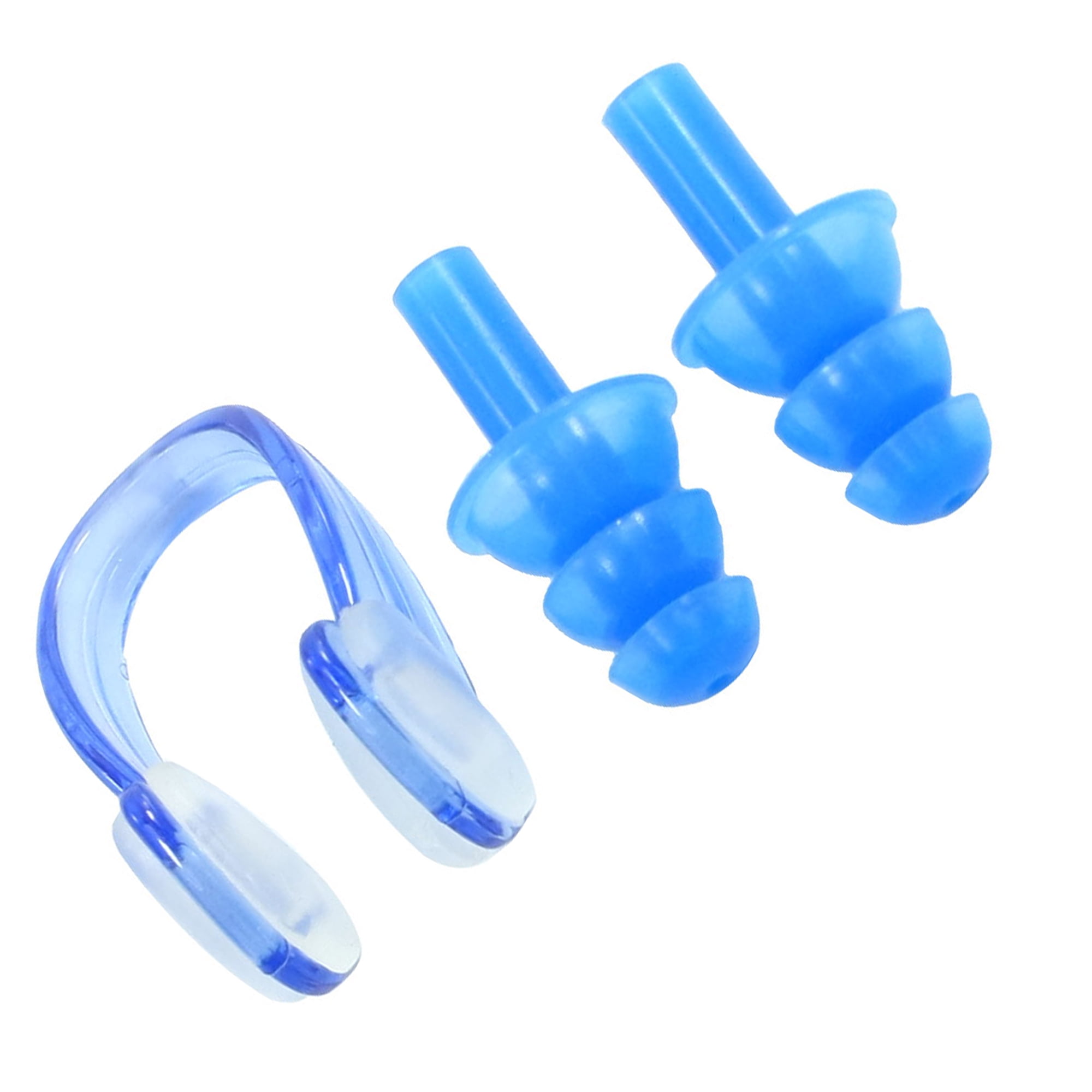 Unique Bargains Blue Swimming Earplugs Nose Clip Clear Plastic Box